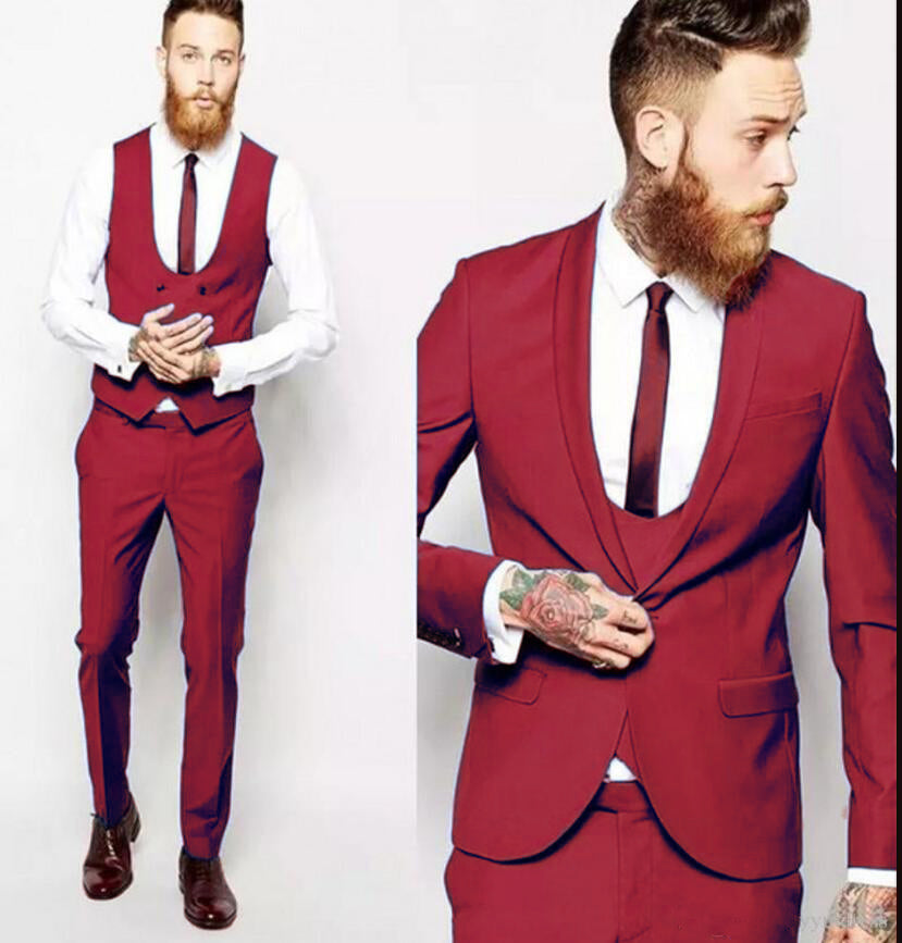 Wine Color Men 2 Piece Suits Wedding Wear Slim Fit 2 Piece Suits Premium  Fabric | eBay